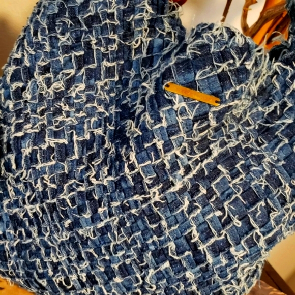 MONSERAT DE LUCCA Faded Denim Woven Tote RaRe** - Picture 8 of 10
